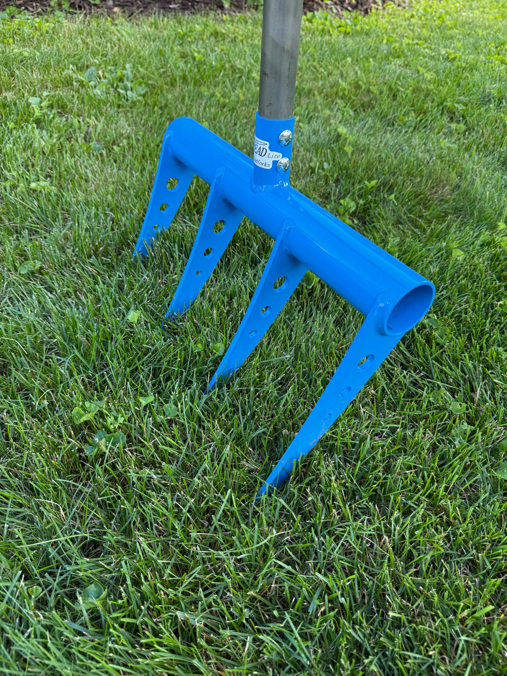 Blue broadfork row fork 
4 tine closeup