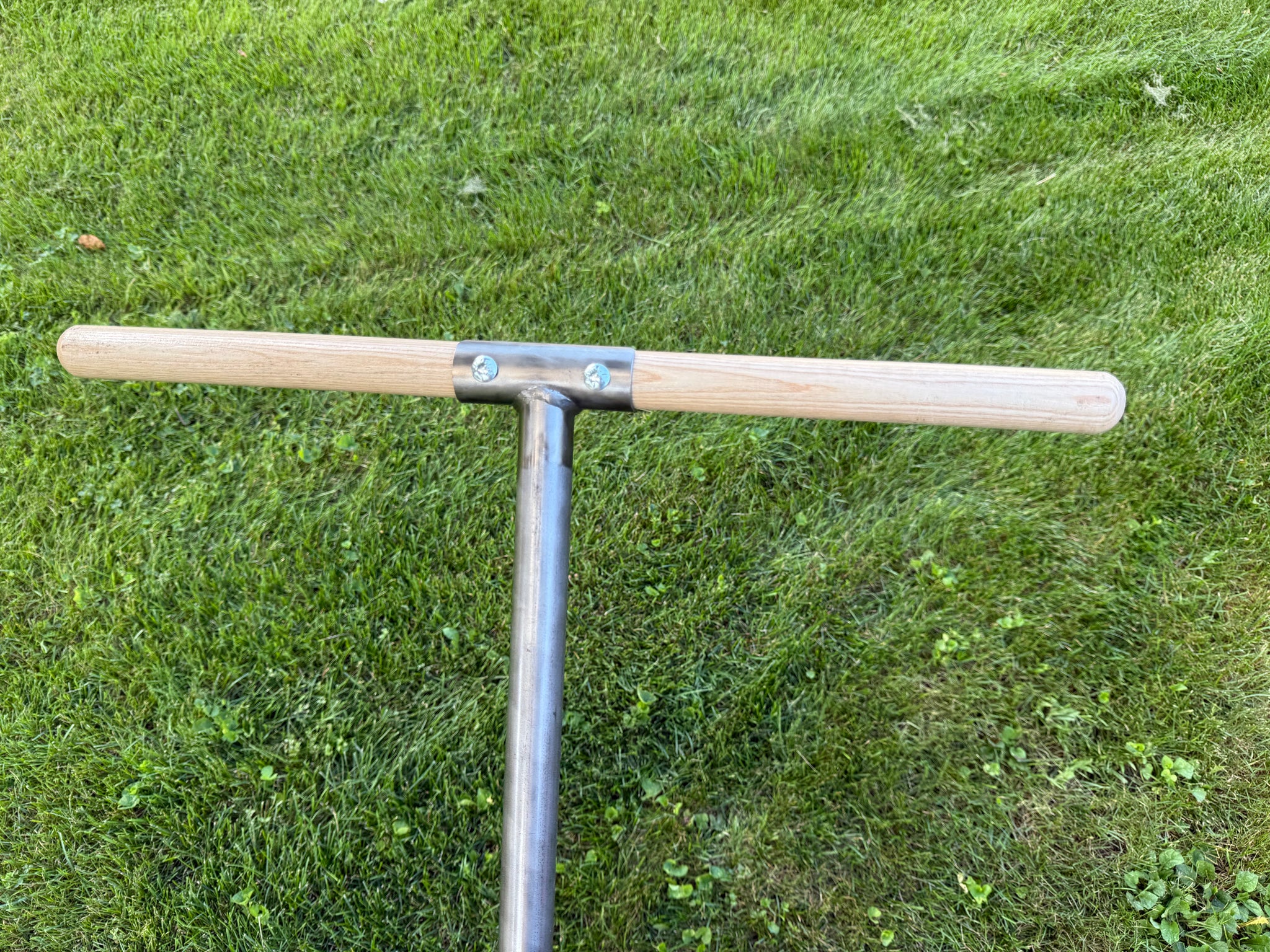 RowFork broadfork handle connection features comfort of ash wood and  strength of steel 