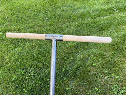 RowFork broadfork handle connection features comfort of ash wood and  strength of steel 